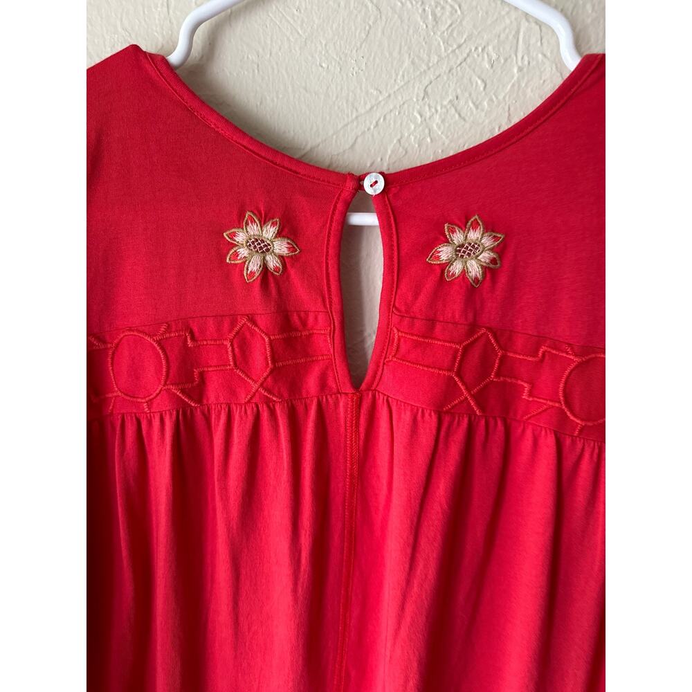 Johnny Was Embroidered Short Sleeve Cotton Dress in Red Size S - Picture 7 of 9